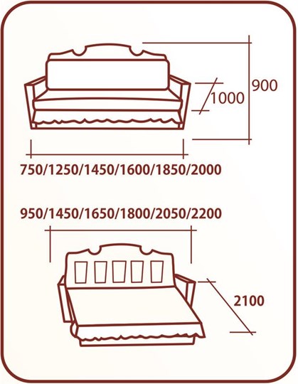 Прямой диван Аккордеон Бук 120 Радуга в Смоленске - изображение 1